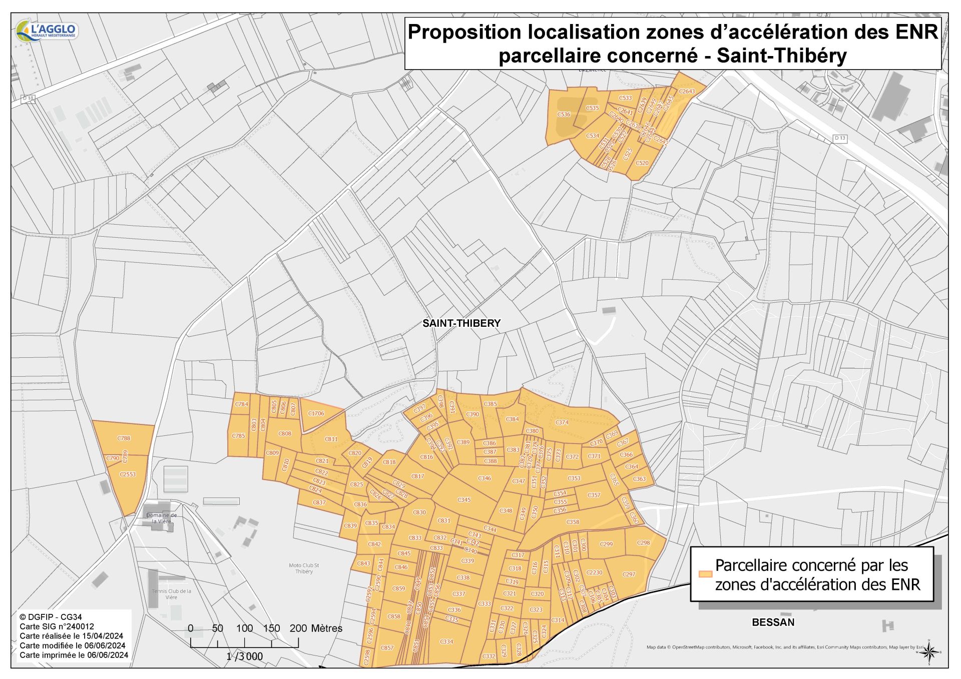 le plan de proposition des zones ZAEnR pour la consultation du public 